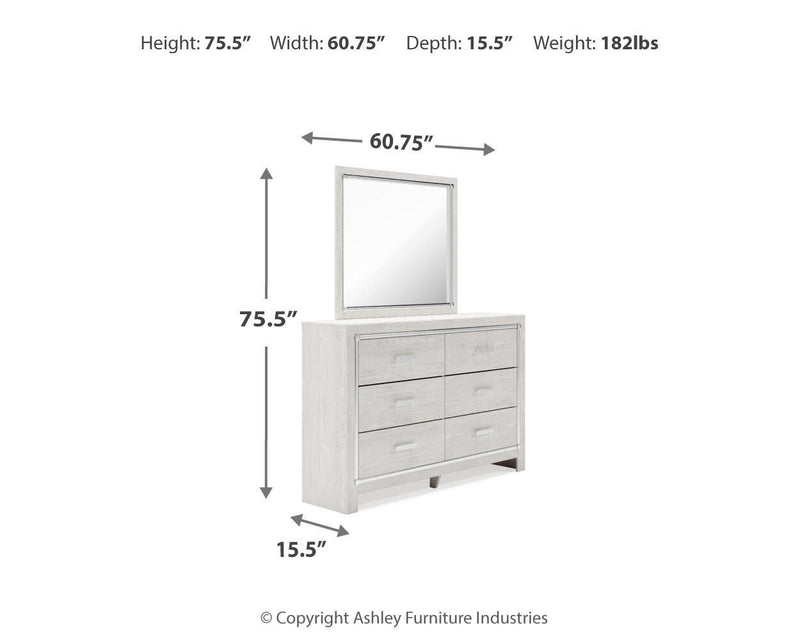 Altyra White Queen Panel Storage Bed, Dresser, Mirror and Chest - B2640B52