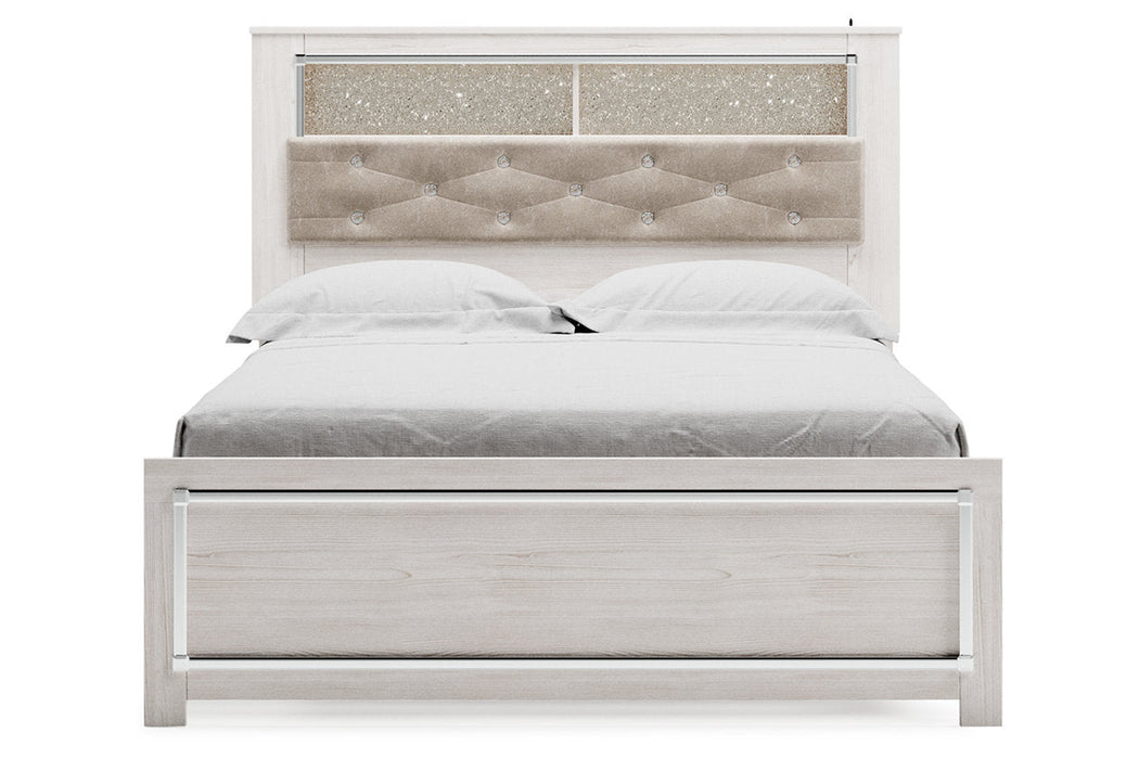 Altyra White Queen Platform Bookcase Bed - Gate FurnitureQueen Bed