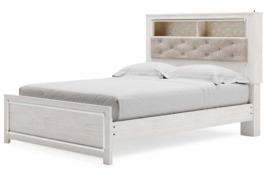 Altyra White Queen Platform Bookcase Bed - Gate FurnitureQueen Bed