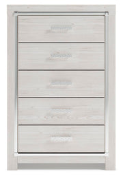 Altyra White Queen Upholstered Panel Bed, Dresser, Mirror, Chest and Nightstand - B2640B62