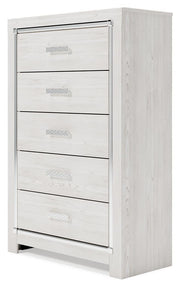 Altyra White Queen Upholstered Panel Bed, Dresser, Mirror, Chest and Nightstand - B2640B62