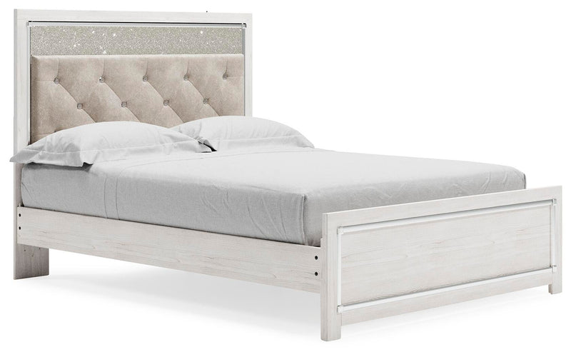 Altyra White Queen Upholstered Panel Bed, Dresser, Mirror, Chest and Nightstand - B2640B62