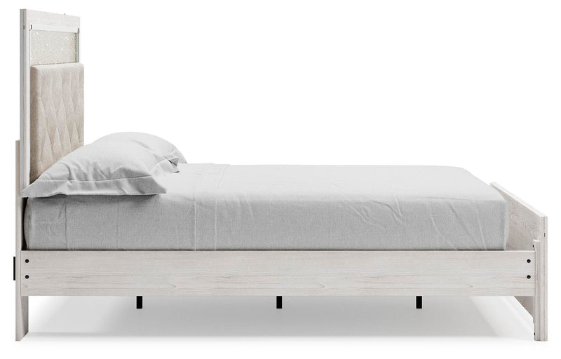Altyra White Queen Upholstered Panel Bed, Dresser, Mirror, Chest and Nightstand - B2640B62