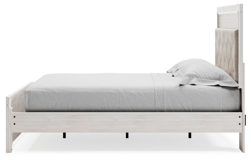 Altyra White Queen Upholstered Panel Bed, Dresser, Mirror, Chest and Nightstand - B2640B62