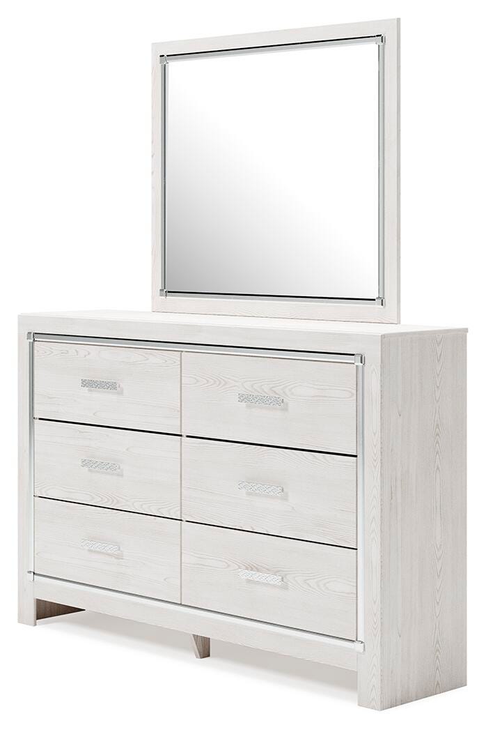 Altyra White Queen Upholstered Panel Bed, Dresser, Mirror, Chest and Nightstand - B2640B62
