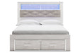 Altyra White Queen Upholstered Panel Bookcase Bed with Storage - Gate FurnitureQueen Bed