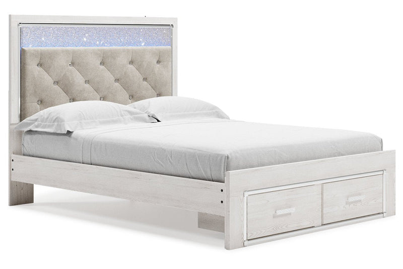 Altyra White Queen Upholstered Storage Bed - Lara FurnitureQueen Bed