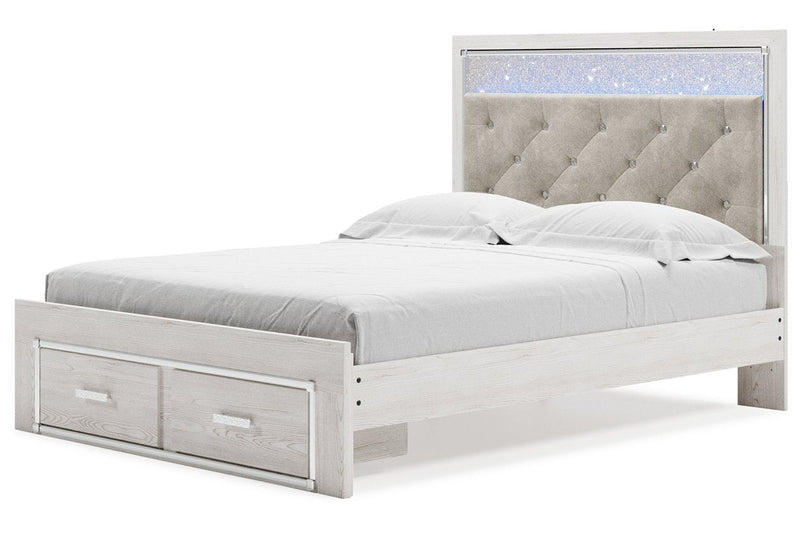 Altyra White Queen Upholstered Storage Platform Bed - Lara FurnitureQueen Bed