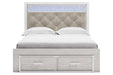 Altyra White Queen Upholstered Storage Platform Bed - Gate FurnitureQueen Bed