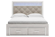 Altyra White Queen Upholstered Storage Platform Bed - Lara FurnitureQueen Bed