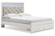 Altyra White Queen Upholstered Storage Platform Bed - Gate FurnitureQueen Bed