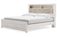 Altyra White Upholstered Bookcase LED King Panel Bed - Gate FurnitureKing Bed