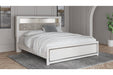Altyra White Upholstered Bookcase LED King Panel Bed - Gate FurnitureKing Bed