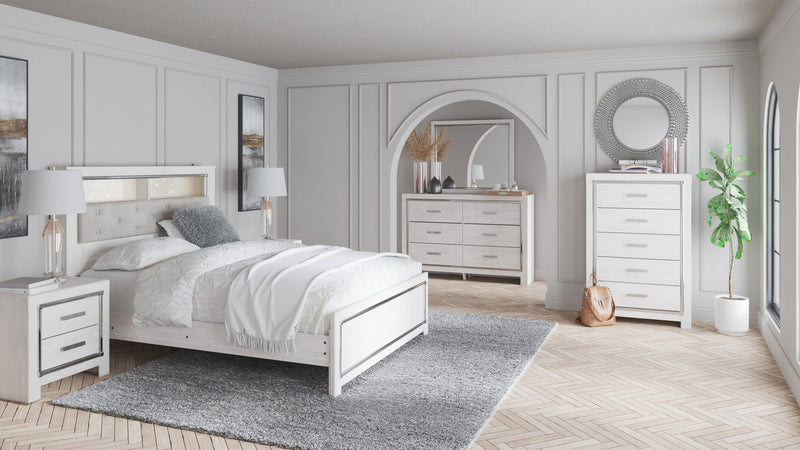 Altyra White Upholstered Bookcase LED Panel Bedroom Set - Lara FurnitureBedroom Set