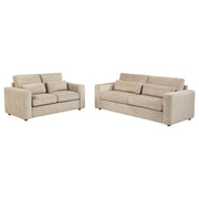 Amador 2-piece Chenille Upholstered Track Arm Sofa Set Camel - 511231-S2