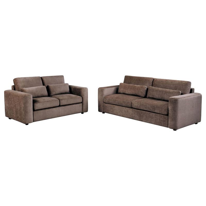 Amador 2-piece Chenille Upholstered Track Arm Sofa Set Chocolate - 511234-S2