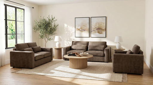 Amador 3-piece Chenille Upholstered Track Arm Sofa Set Chocolate - 511234-S3