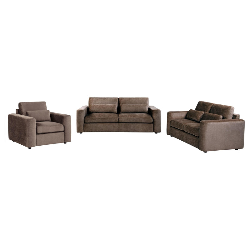 Amador 3-piece Chenille Upholstered Track Arm Sofa Set Chocolate - 511234-S3