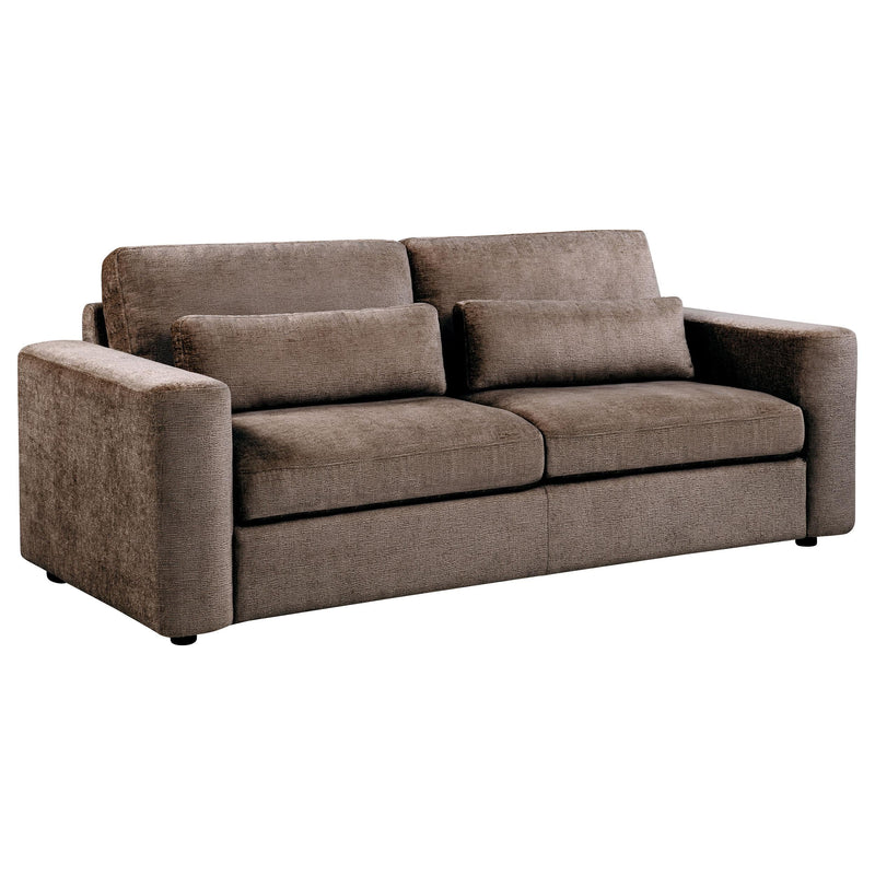 Amador 3-piece Chenille Upholstered Track Arm Sofa Set Chocolate - 511234-S3