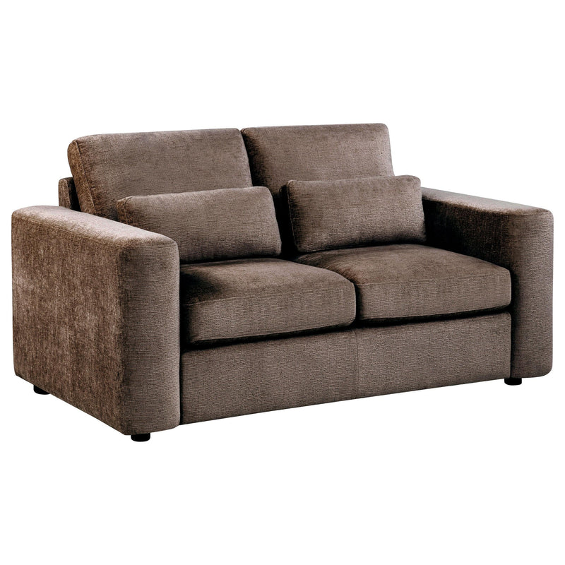 Amador 3-piece Chenille Upholstered Track Arm Sofa Set Chocolate - 511234-S3