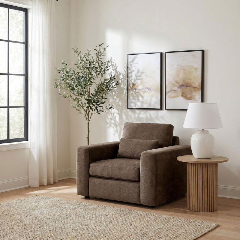 Amador Chenille Upholstered Track Arm Accent Chair Chocolate - 511236
