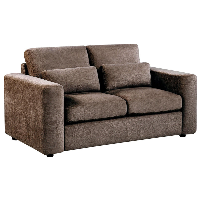 Amador Chenille Upholstered Track Arm Loveseat Chocolate - 511235