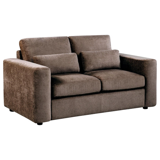 Amador Chenille Upholstered Track Arm Loveseat Chocolate - 511235