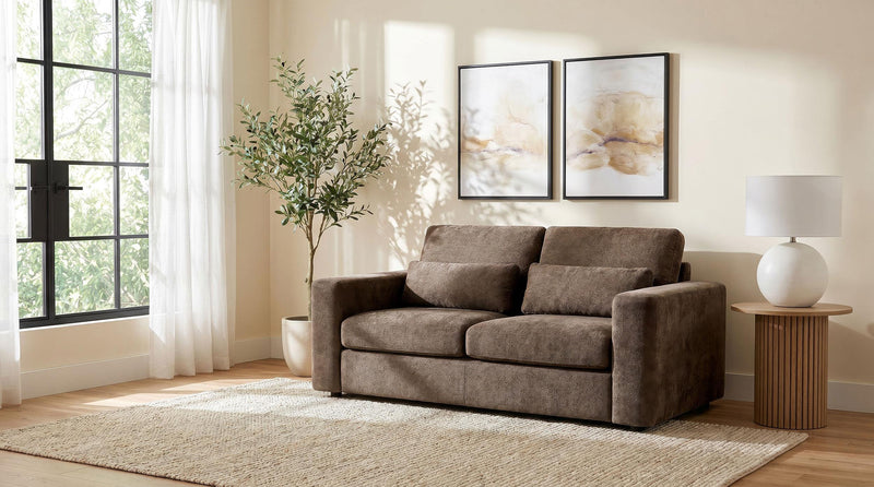 Amador Chenille Upholstered Track Arm Loveseat Chocolate - 511235