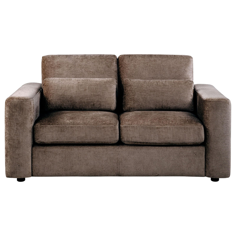 Amador Chenille Upholstered Track Arm Loveseat Chocolate - 511235