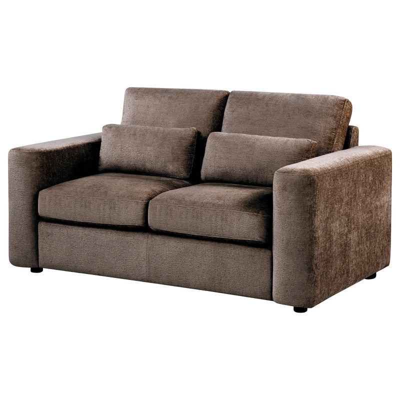 Amador Chenille Upholstered Track Arm Loveseat Chocolate - 511235