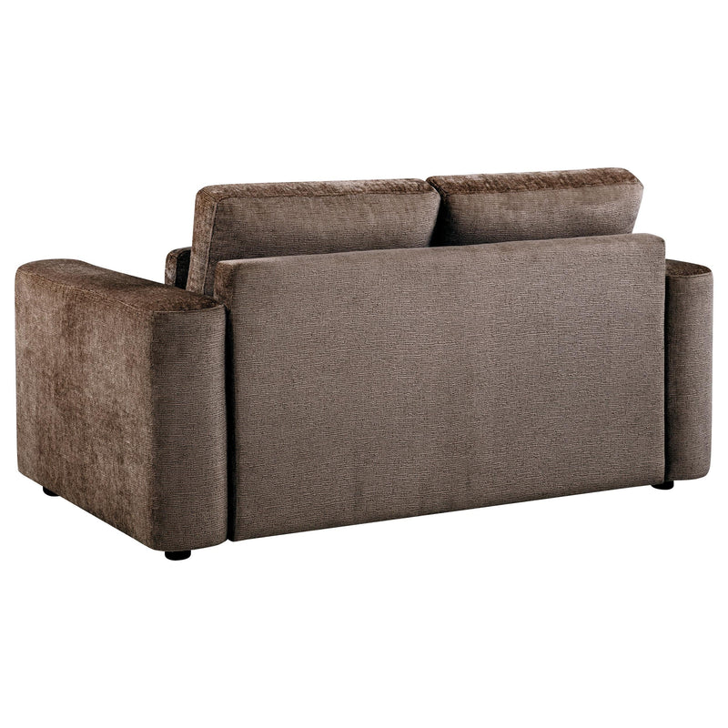 Amador Chenille Upholstered Track Arm Loveseat Chocolate - 511235