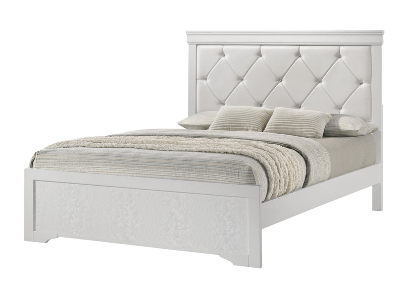 Amalia White Queen Panel Bed - Lara FurnitureQueen Bed