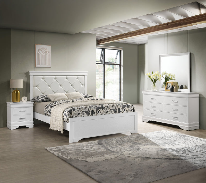 Amalia White Upholstered Panel Bedroom Set - Lara FurnitureBedroom Set