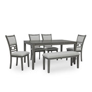 Amara - 6PC Gray Dining Set. Dining Table, 4 Chairs & Bench 6PC/CTN - D332-6PC-Set
