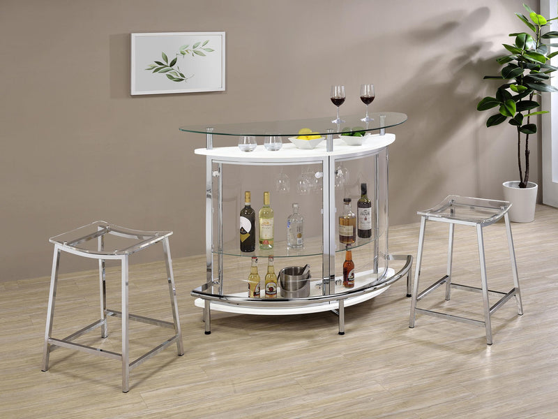 Amarillo Freestanding Glass Top Home Bar Wine Cabinet White - 101066