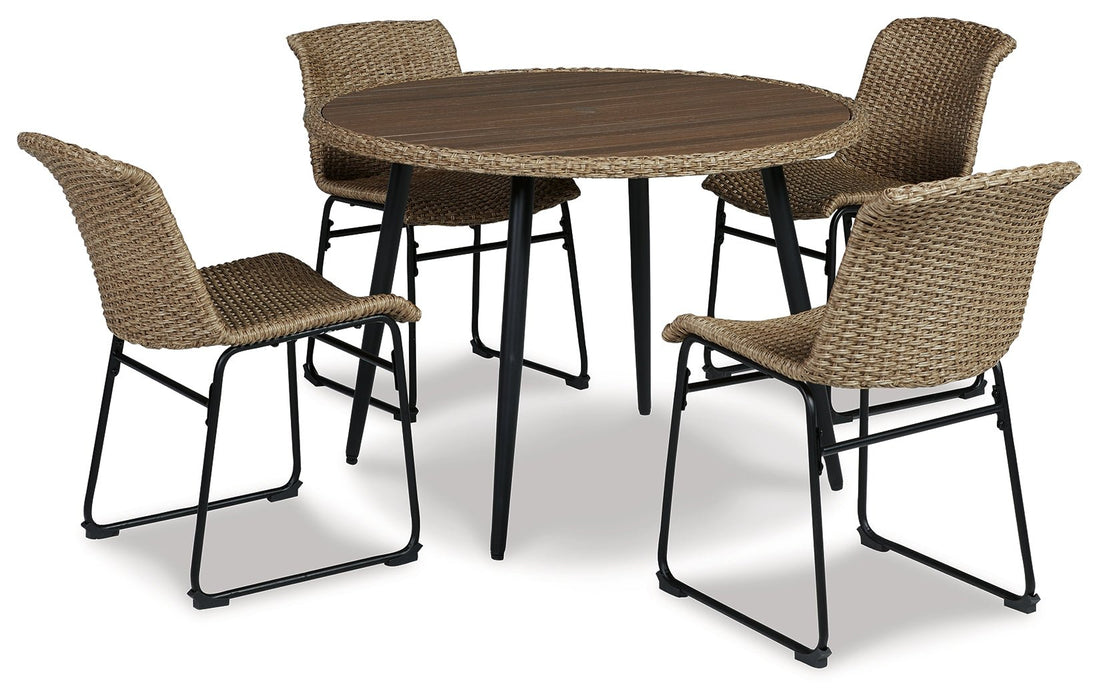 Amaris Outdoor Dining Table and 4 Chairs in Brown/Black - Gate FurnitureDining Room Set