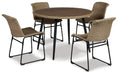 Amaris Outdoor Dining Table and 4 Chairs in Brown/Black - Gate FurnitureDining Room Set