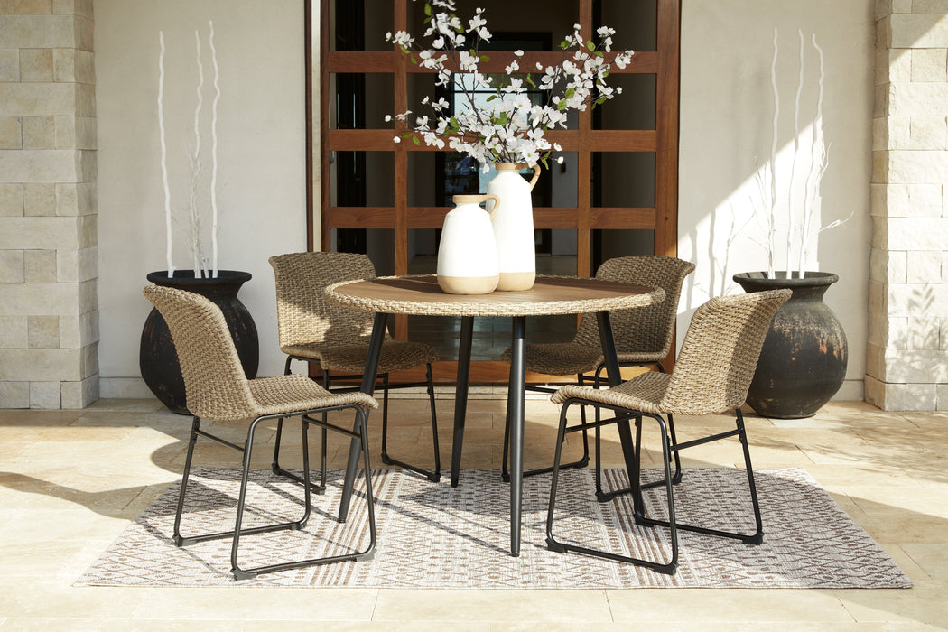 Amaris Outdoor Dining Table and 4 Chairs in Brown/Black - Gate FurnitureDining Room Set