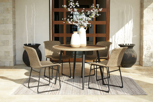 Amaris Outdoor Dining Table and 4 Chairs in Brown/Black - Gate FurnitureDining Room Set