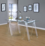 Amaturo 59-inch Glass Top Acrylic Writing Desk Clear - 801535