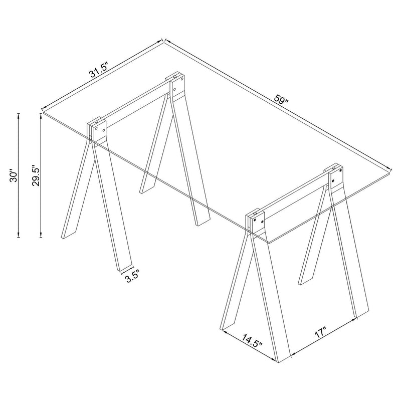 Amaturo 59-inch Glass Top Acrylic Writing Desk Clear - 801535
