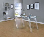 Amaturo 59-inch Glass Top Acrylic Writing Desk Clear - 801535