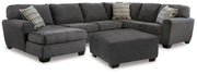 Ambee Slate 3-Piece Sectional with Ottoman from Ashley - Lara Furniture