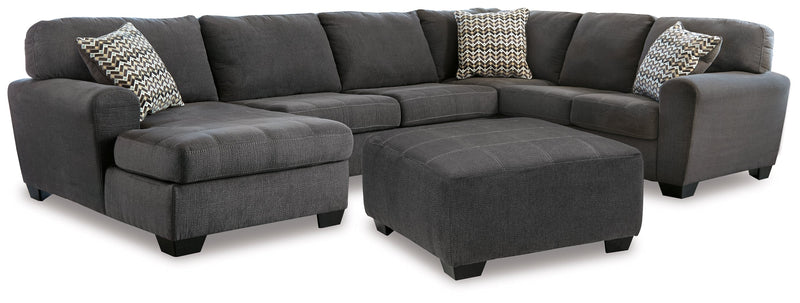 Ambee Slate 3-Piece Sectional with Ottoman from Ashley - Lara Furniture