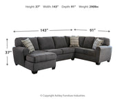 Ambee Slate 3-Piece Sectional with Ottoman from Ashley - Lara Furniture