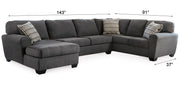 Ambee Slate 3 - Piece LAF Chaise Sectional - Gate FurnitureSectional