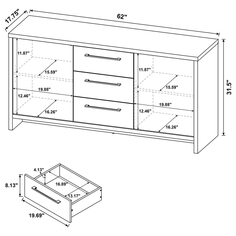 Amery 3-drawer Accent Storage Cabinet Console Latte - 950442