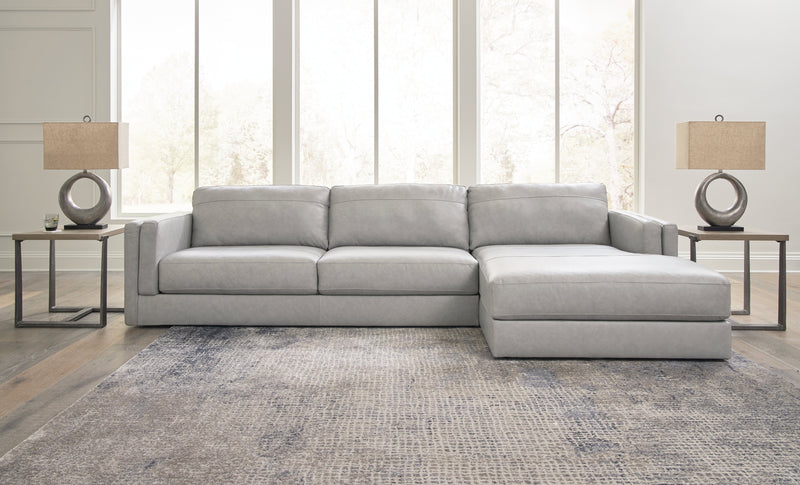 Amiata Glacier 2-Piece Sectional with Ottoman from Ashley - Lara Furniture