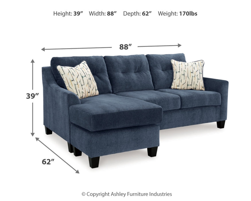Amity Bay Sofa Chaise, Chair, and Ottoman in Ink - Gate FurnitureSectional