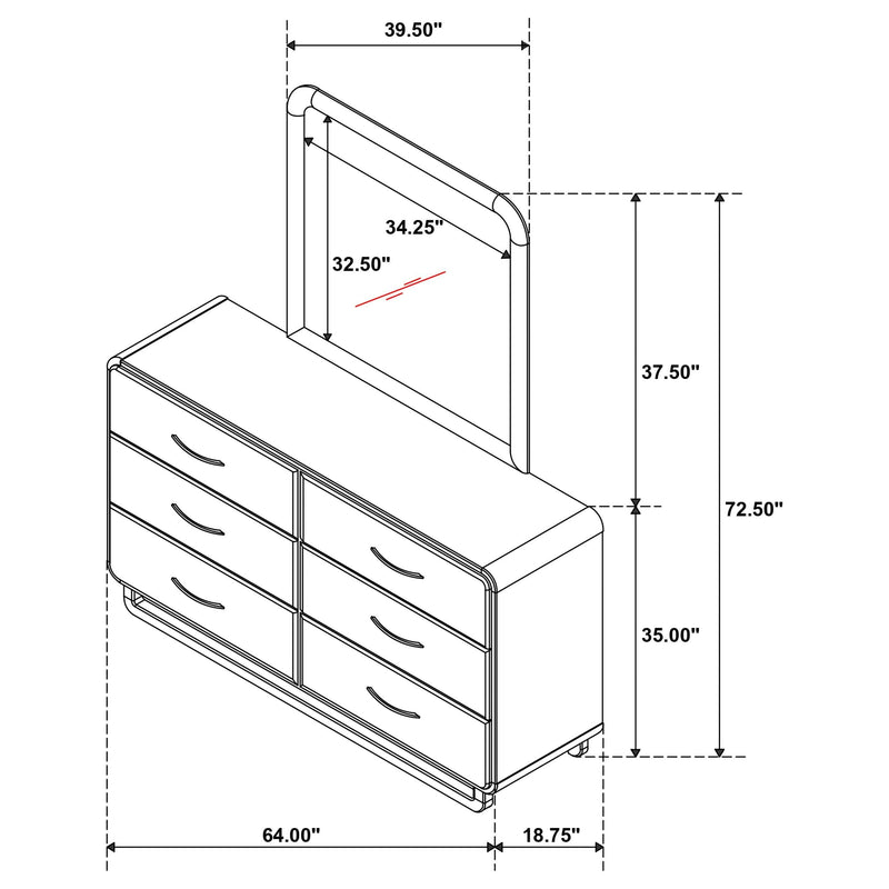 Amsbury 6-drawer Dresser and Mirror Nutmeg - 224273M